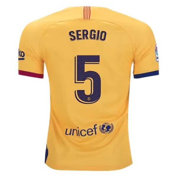 Camiseta Barcelona NO.5 Sergio Replica Segunda Ropa 2019/20 Amarillo